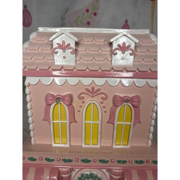 Pink Bow Gingerbread House with LED lights - Picture 2 of 7